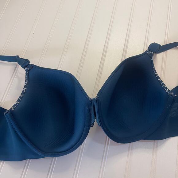 Soma Vanishing Back Full Coverage Lace Trim Bra Teal Womens 38D - Picture 3 of 5
